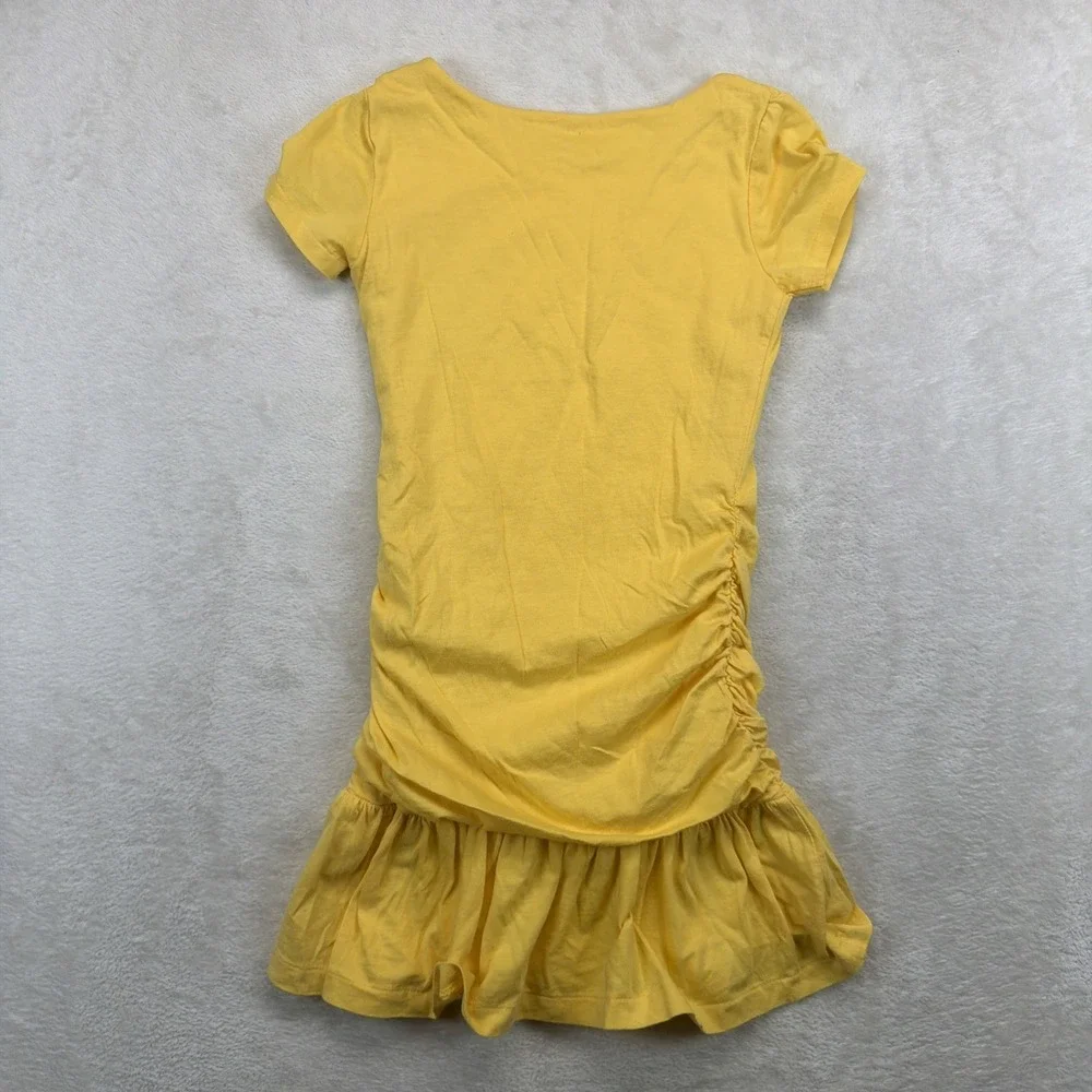 Polo Ralph Lauren Girls Dress Size 5 Yellow Pima Cotton Ruffle Hem Pony